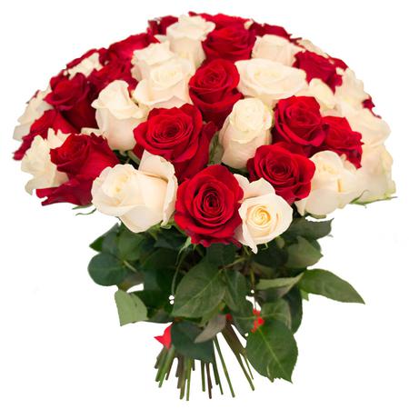 51 роза красная и белая (50 см)